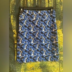 💙 Margaret M XS Petite Blue Floral Pencil Skirt w/ Slit